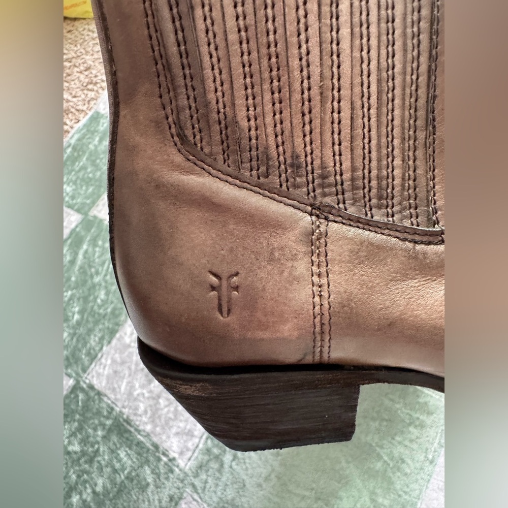 Frye Gray Leather Distressed Ankle Boots - Picture 6 of 12
